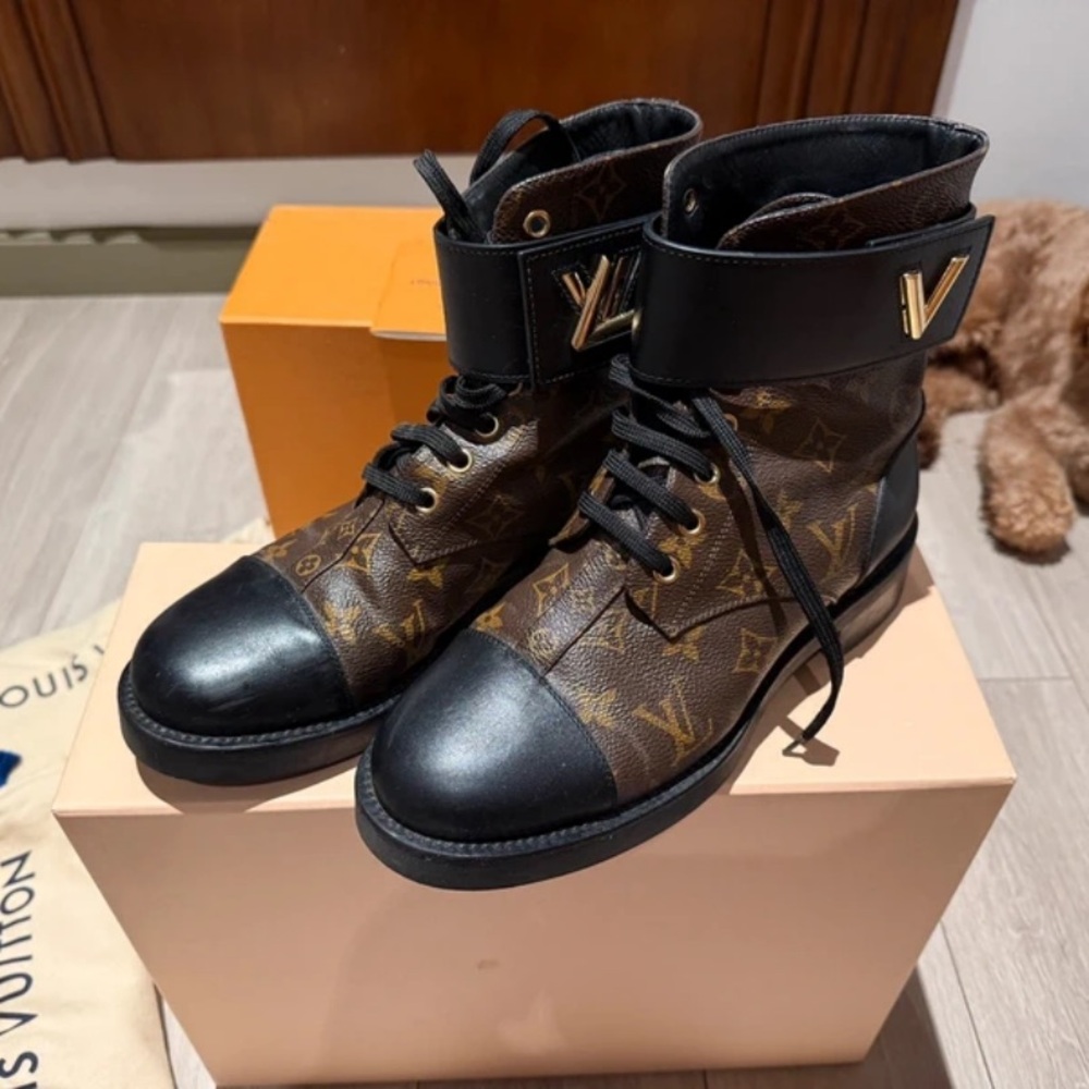 Louis Vuitton Black and Brown Monogram Ankle Boots